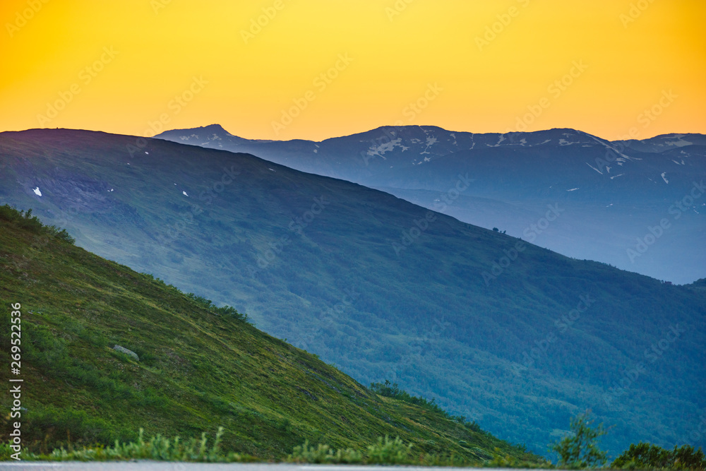 Fototapeta premium Sunset over mountains, Norway