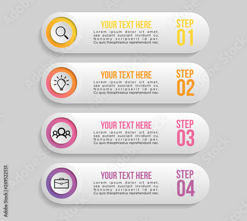 Vector Infographic Design Template with Options Steps and Marketing Icons can be used for info graph, presentations, process, diagrams, annual reports, workflow layout