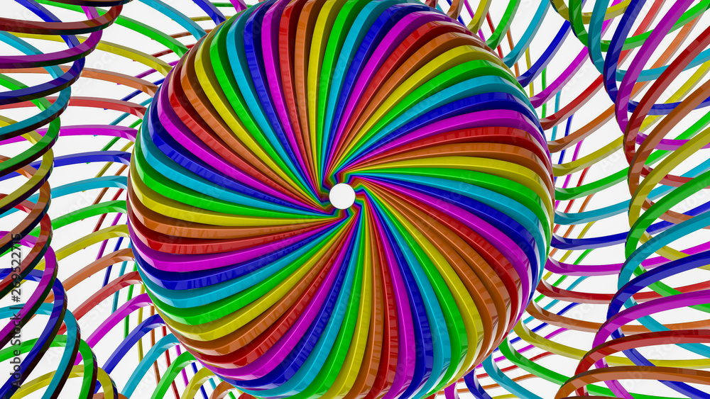 background from multi-colored three-dimensional stripes. Abstract rainbow illustration. 3d render background from multi-colored three-dimensional stripes. Abstract rainbow illustration. 3d render
