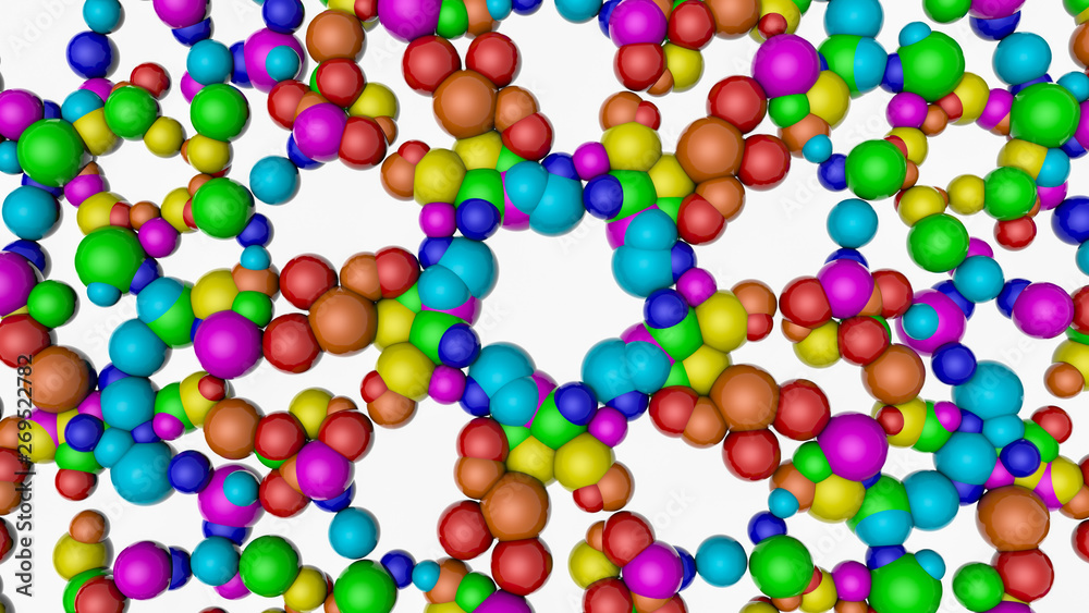 background from multi-colored three-dimensional spheres. Abstract rainbow illustration. 3d render