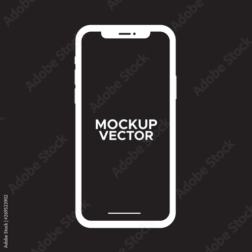 White smartphone mockup with blank screen on background