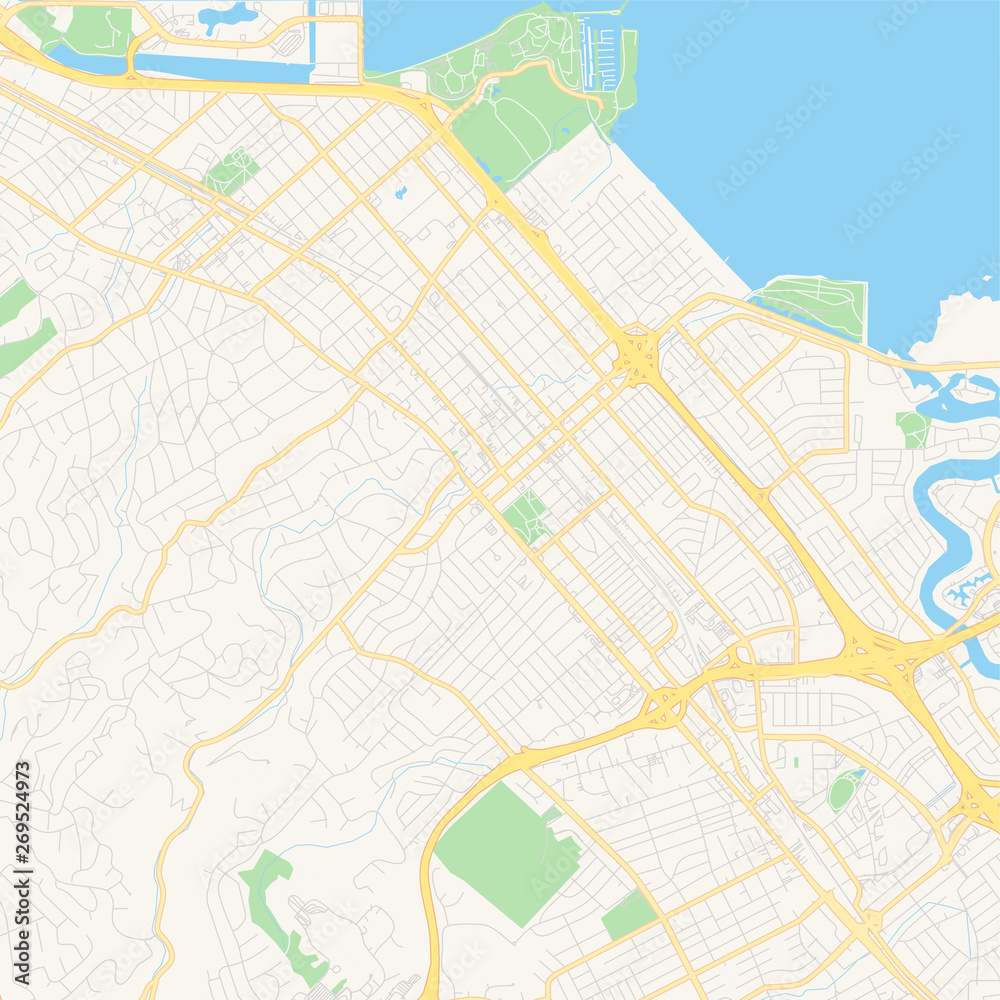 Fototapeta premium Empty vector map of San Mateo, California, USA