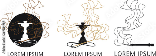 calligraphic linear image of a hookah with smoke