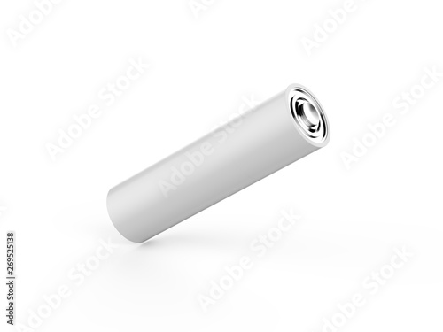 Blank power battery, empty AA accumulator, clear cylinder ecology battery mock up template on isolated white background, 3d illustration photo