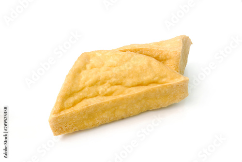Fried Tofu on white background.(with Clipping Path).