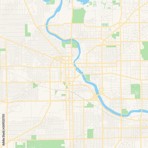 Empty vector map of South Bend, Indiana, USA