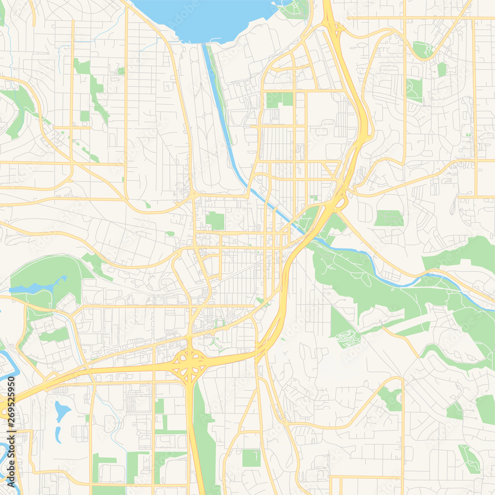 Empty vector map of Renton, Washington, USA