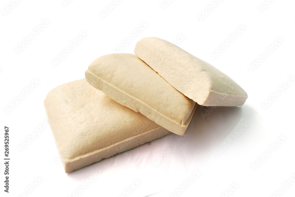 Fresh tofu on white background.(with Clipping Path). Fresh tofu on white background.(with Clipping Path).