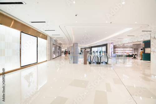 Abstract blur and defocused shopping mall in department store interior for background photo