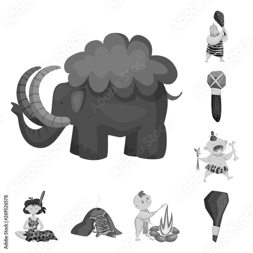 Isolated object of survival   and history  logo. Set of survival   and prehistory vector icon for stock.