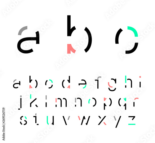 Abstract font. Abstract alphabet. Font design. Minimalist alphabet. Abc design. Geometric abstract technology font. Futuristic alphabet for logotype. Design letters and numbers logo. 