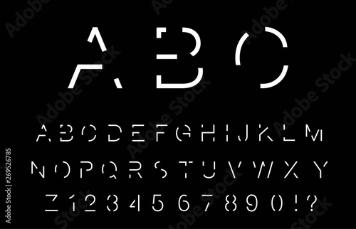 Abstract font. Abstract alphabet. Font design. Minimalist alphabet. Abc design. Geometric abstract technology font. Futuristic alphabet for logotype. Design letters and numbers logo. 