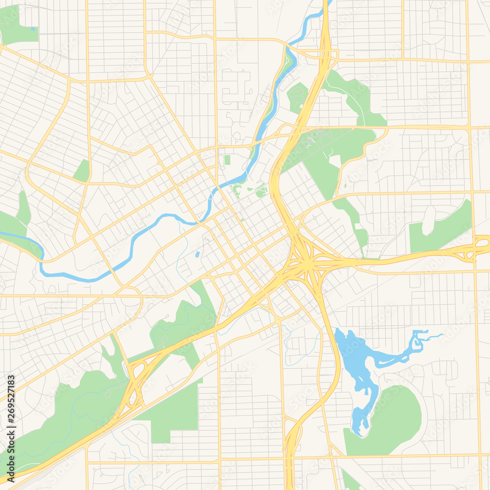 Fototapeta premium Empty vector map of Flint, Michigan, USA
