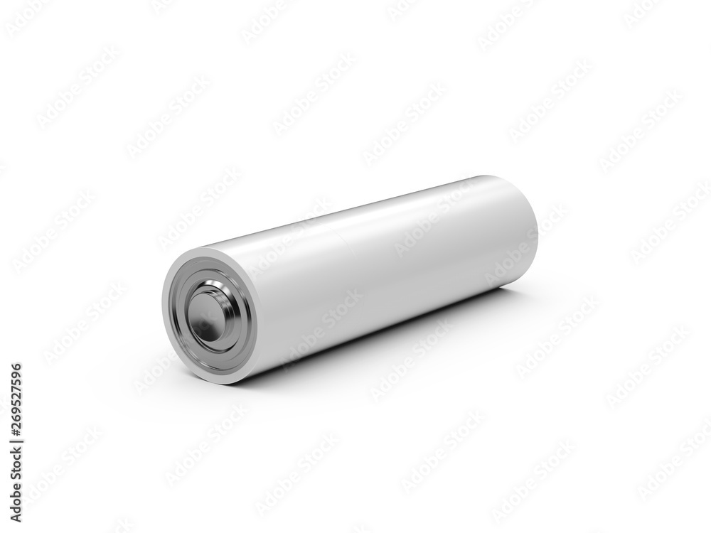 Blank power battery, empty AA accumulator, clear cylinder ecology battery mock up template on isolated white background, 3d illustration Blank power battery, empty AA accumulator, clear cylinder ecology battery mock up template on isolated white background, 3d illustration