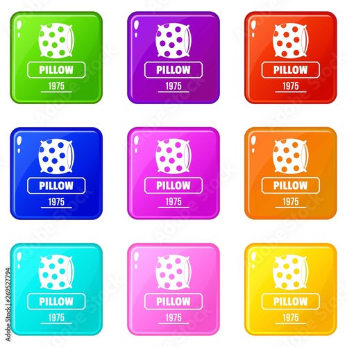 Pillow icons set 9 color collection isolated on white for any design