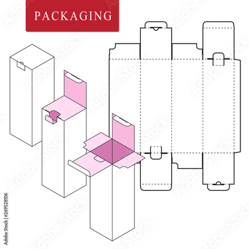 Vector Illustration of Box.Package Template. Isolated White Retail Mock up.No glue.