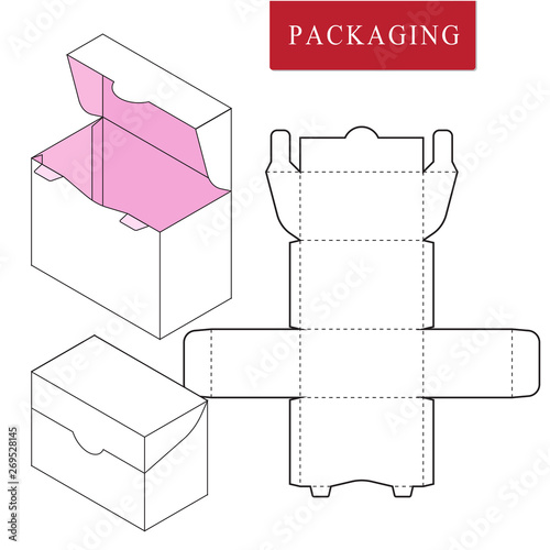 Vector Illustration of Box.Package Template. Isolated White Retail Mock up.No glue.
