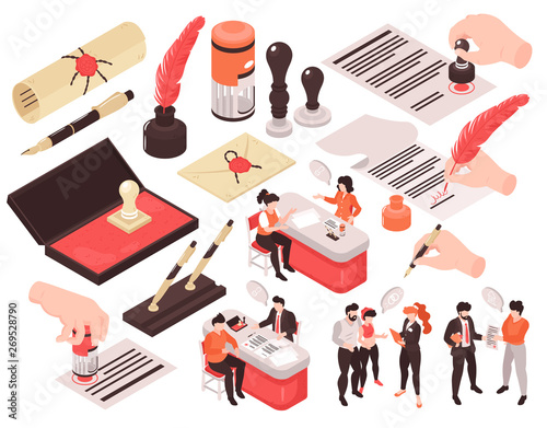 Notary Services Isometric Set