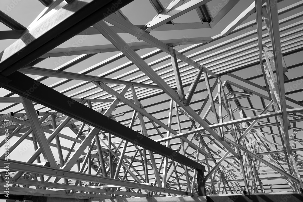 Structure of steel roof frame.