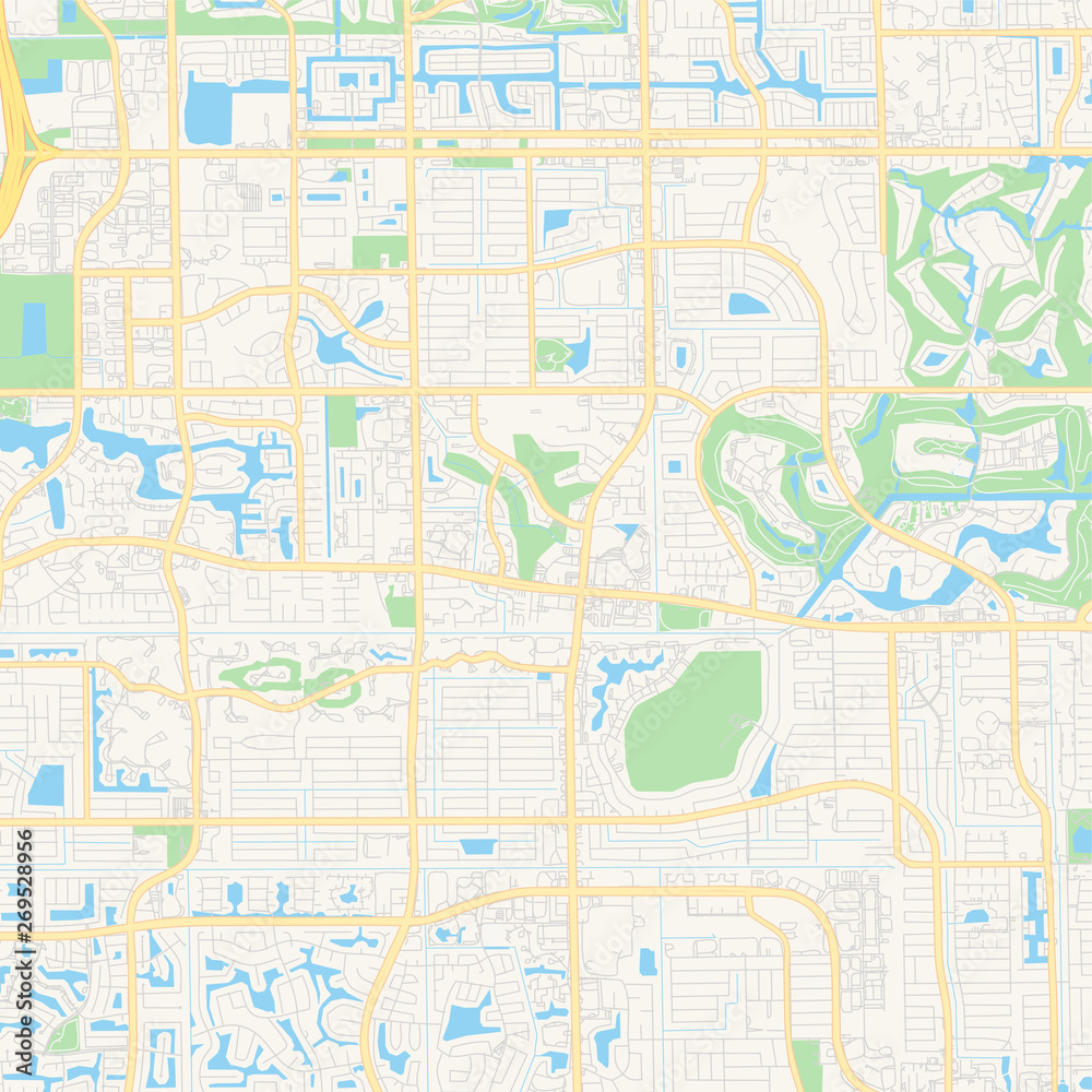 Empty vector map of Sunrise, Florida, USA