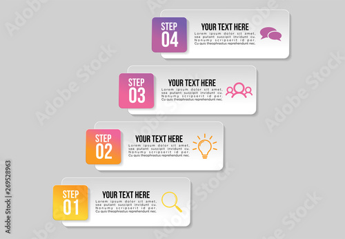 Vector Infographic Design Template with Options Steps and Marketing Icons can be used for info graph, presentations, process, diagrams, annual reports, workflow layout