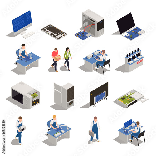 Warranty Service Isometric Icons