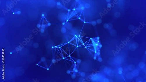 Abstract digital communication and technology blue background plexus with lines and dots. Looped 4K motion graphic.