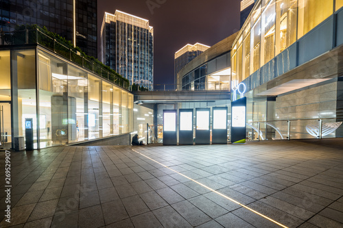 Shopping mall building at night, Chongqing Financial City, China © onlyyouqj