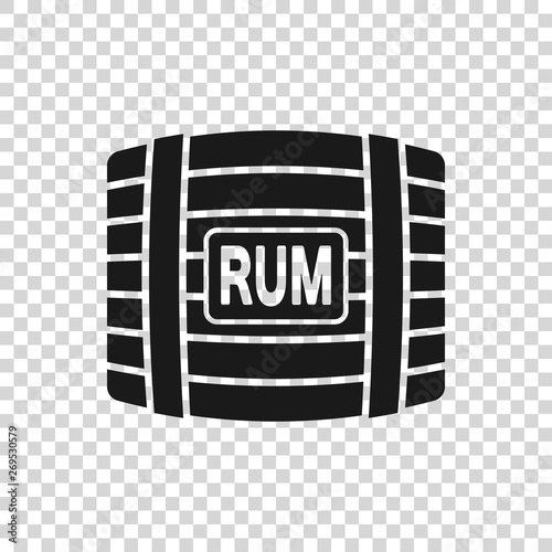 Grey Wooden barrel with rum icon isolated on transparent background. Vector Illustration