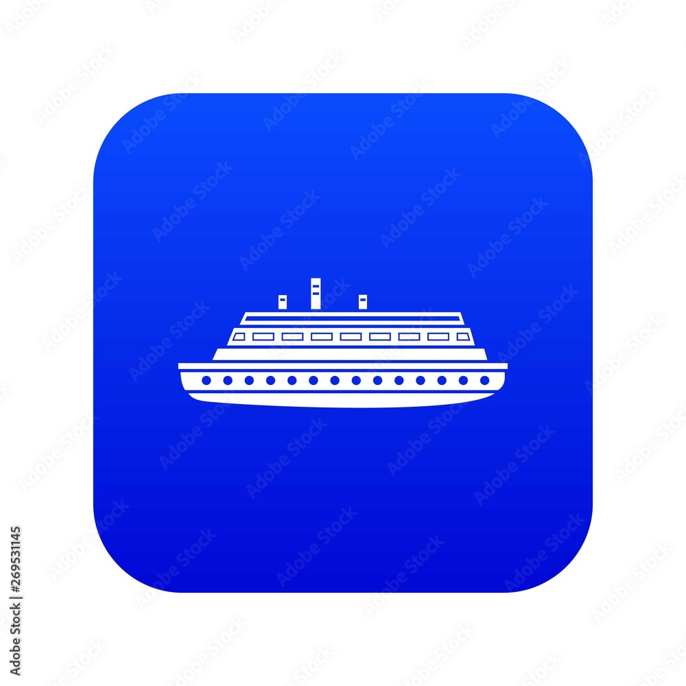 Long ship icon digital blue for any design isolated on white vector illustration