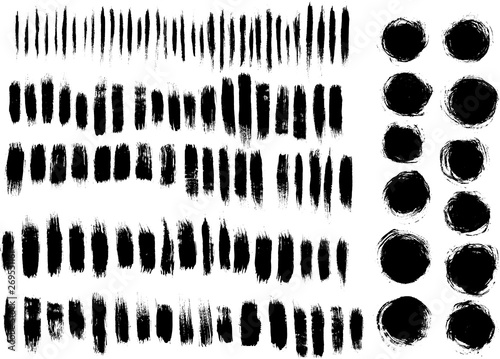 Big collection of black paint brush strokes