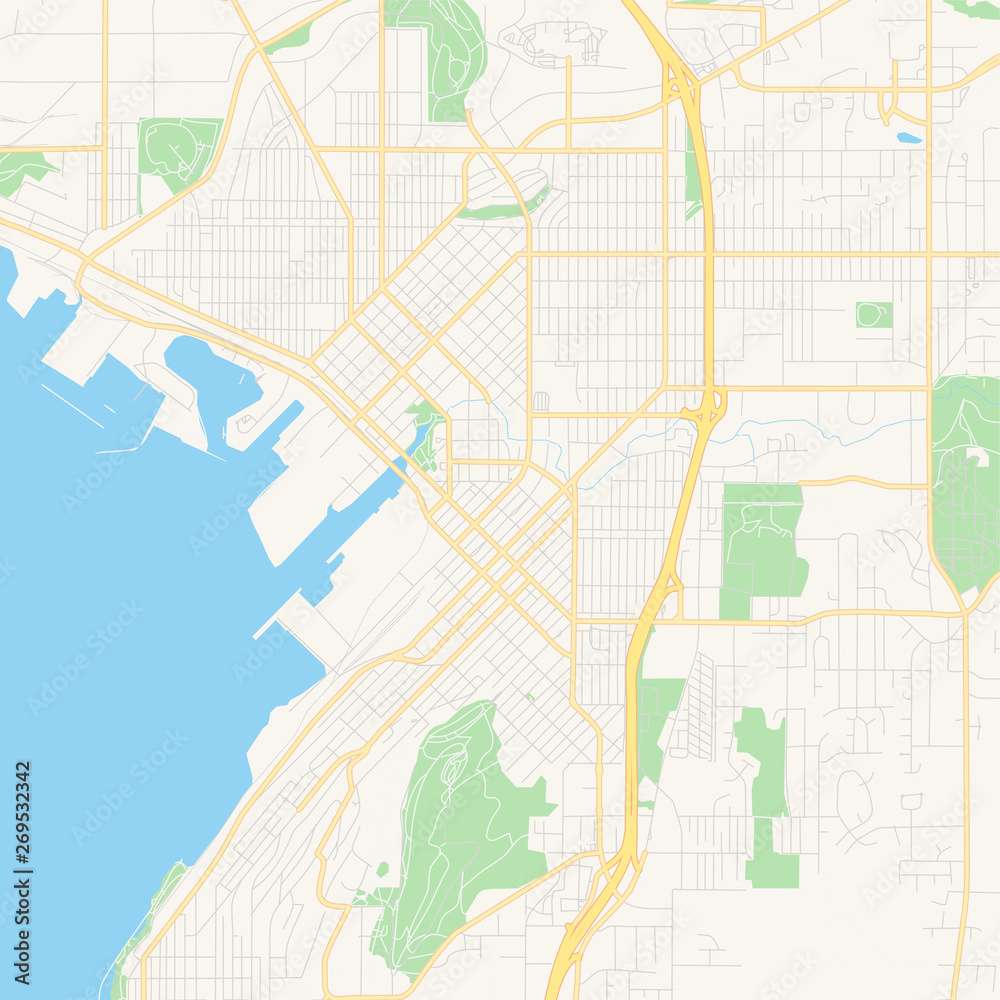 Empty vector map of Bellingham, Washington, USA