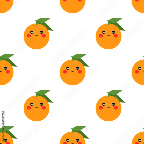 cute oranges fruits vector seamless pattern