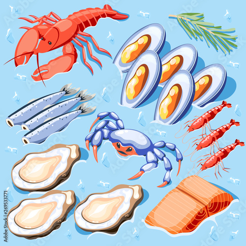 Fish Superfood Isometric Poster