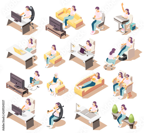 Sedentary Lifestyle Icon Set