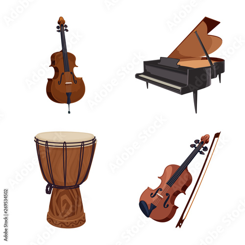 Isolated object of music and tune symbol. Collection of music and tool stock vector illustration.