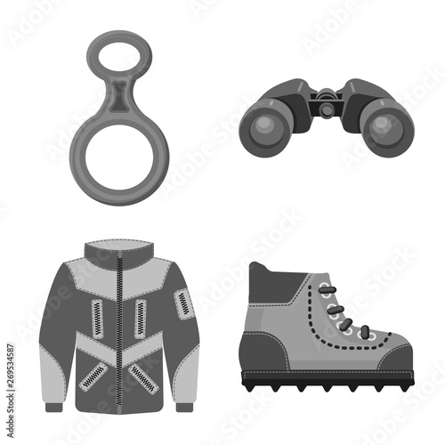Vector illustration of mountaineering and peak logo. Collection of mountaineering and camp stock vector illustration.