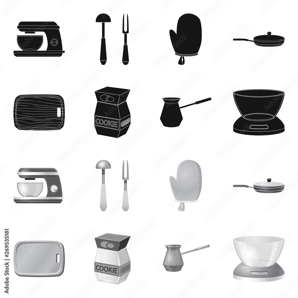 Vector design of kitchen and cook symbol. Set of kitchen and appliance stock vector illustration. Vector design of kitchen and cook symbol. Set of kitchen and appliance stock vector illustration.