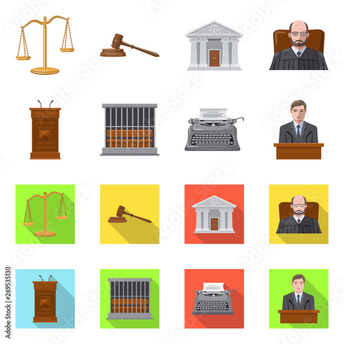 Vector illustration of law and lawyer logo. Set of law and justice vector icon for stock.