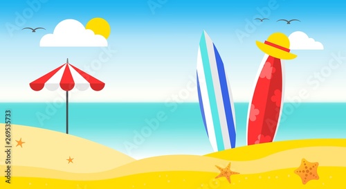 Summer vacation, Summer beach poster vector illustration