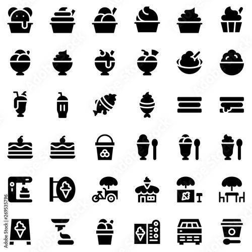 Ice cream vector icon set, solid style