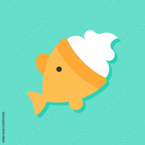 Fish-Shaped Ice Cream vector illustration, Sweets flat style icon