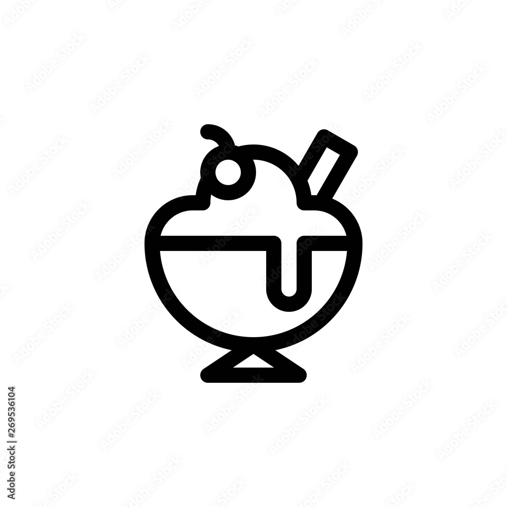 Ice cream sundae vector illustration, Sweets line style icon Ice cream sundae vector illustration, Sweets line style icon