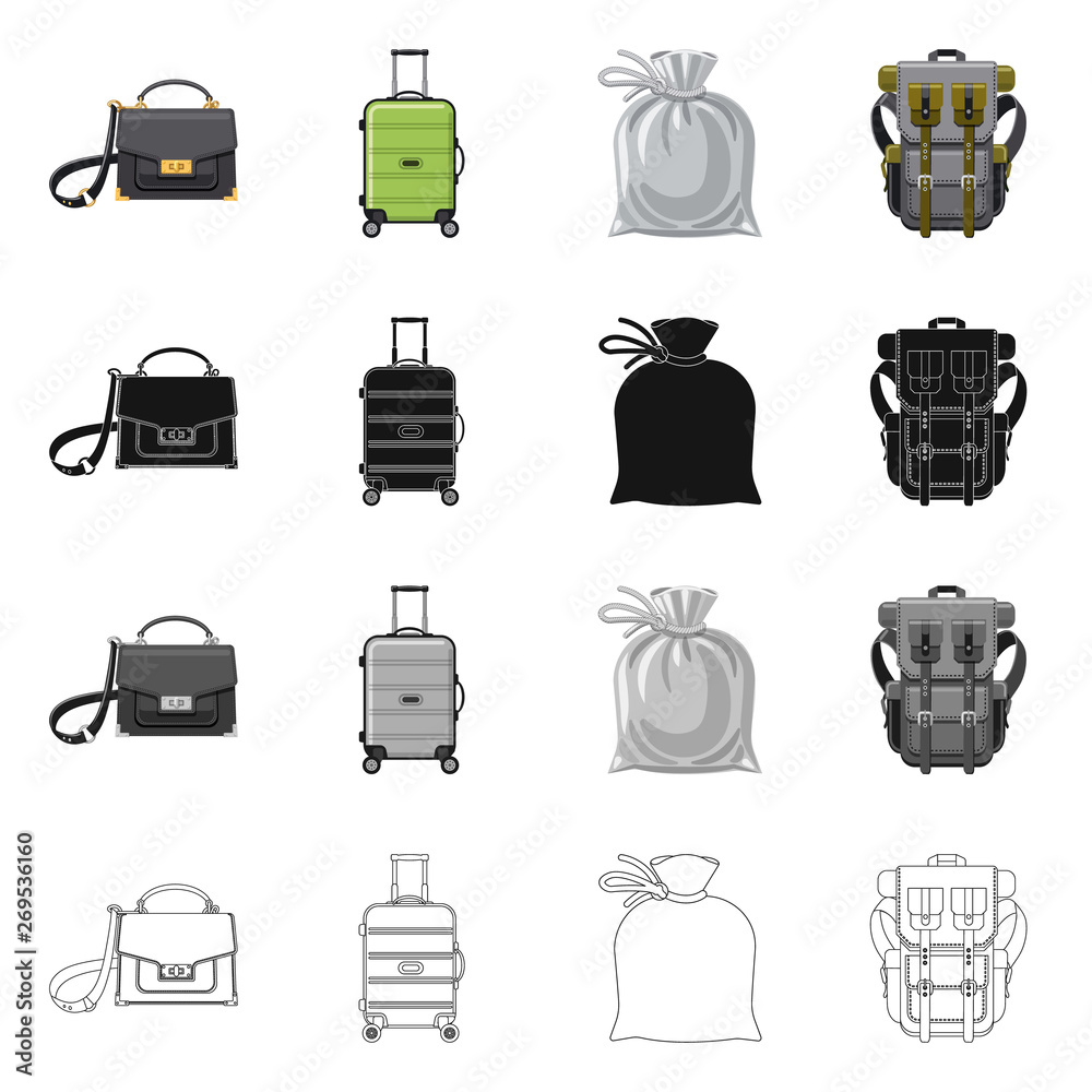 Isolated object of suitcase and baggage logo. Set of suitcase and journey stock symbol for web. Isolated object of suitcase and baggage logo. Set of suitcase and journey stock symbol for web.