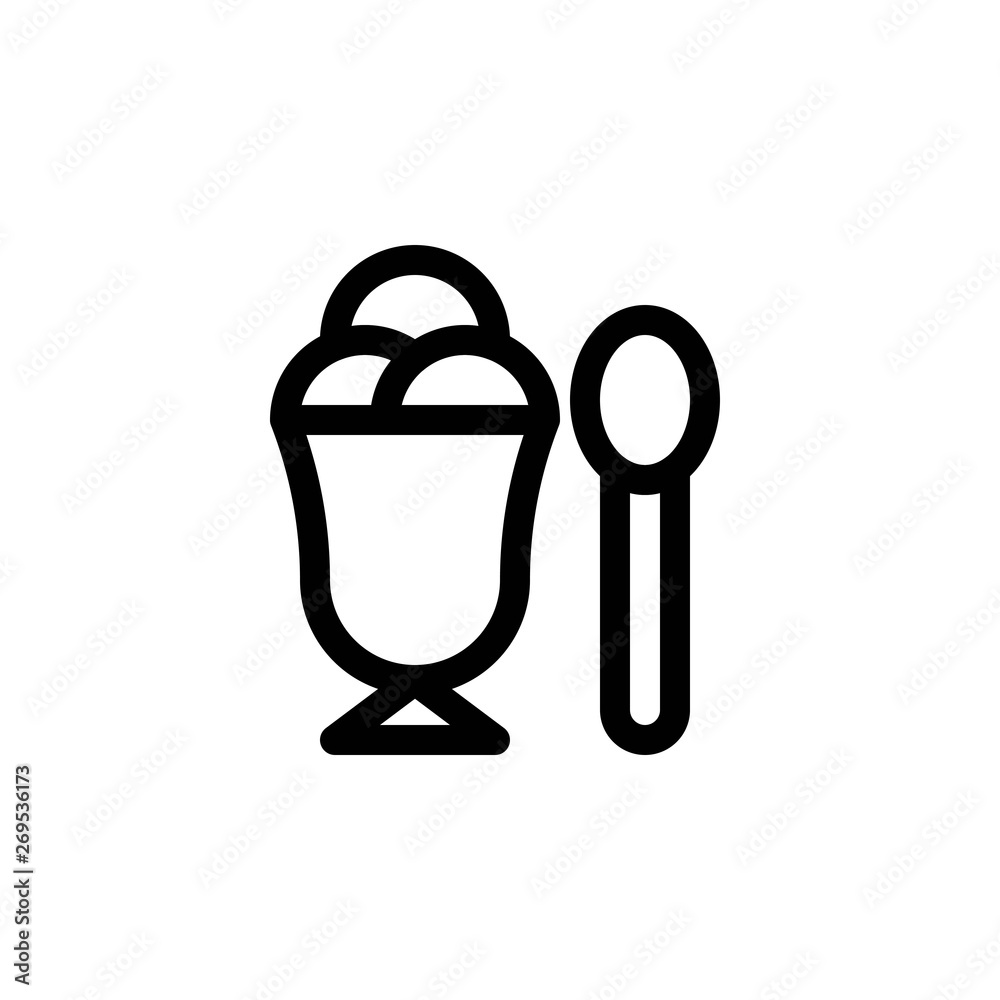 Ice cream cup vector illustration, Sweets line style icon Ice cream cup vector illustration, Sweets line style icon