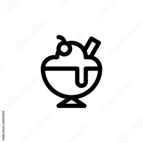 Ice cream sundae vector illustration, Sweets line style icon