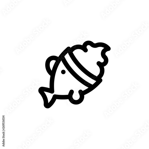 Fish-Shaped Ice Cream vector illustration, Sweets line style icon