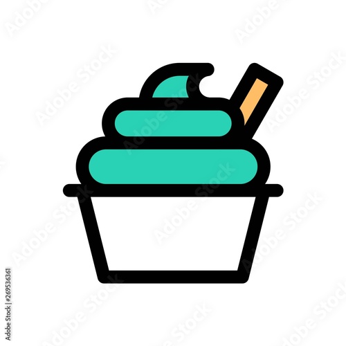 Ice cream cup vector, Sweets filled icon editable outline