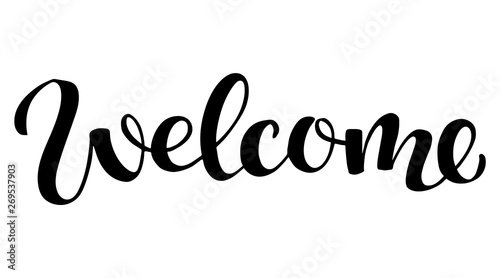 Welcome lettering sign, vector illustration