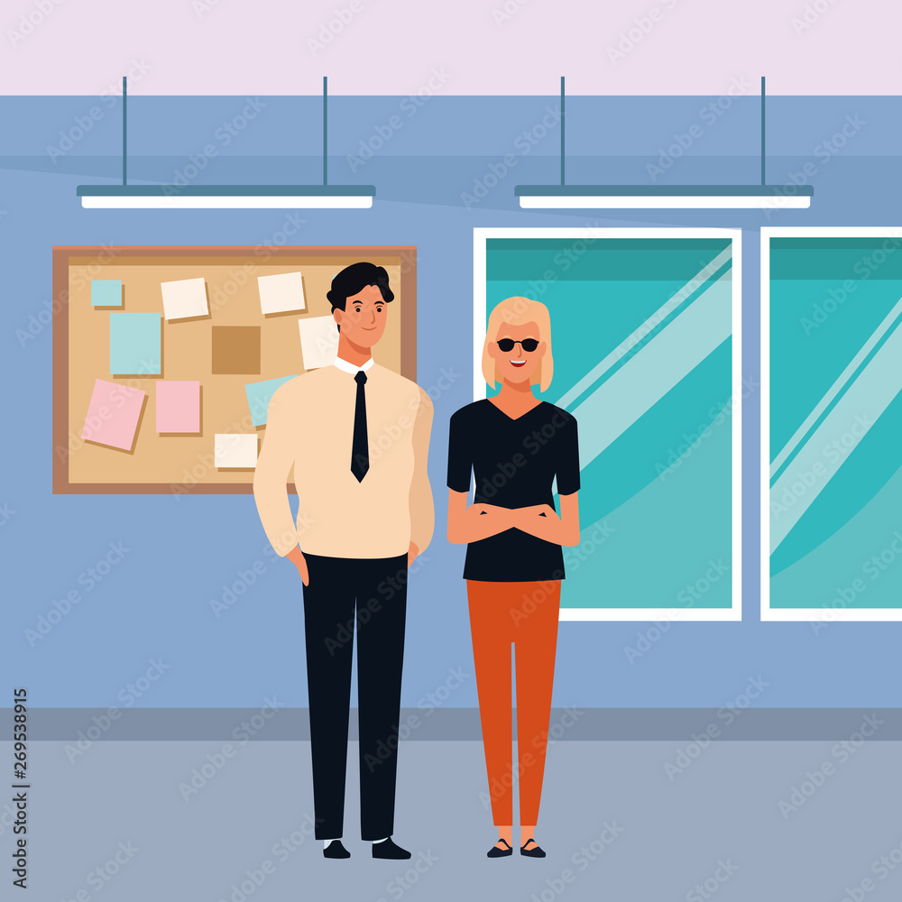 Obraz premium couple avatar cartoon character vector illustration